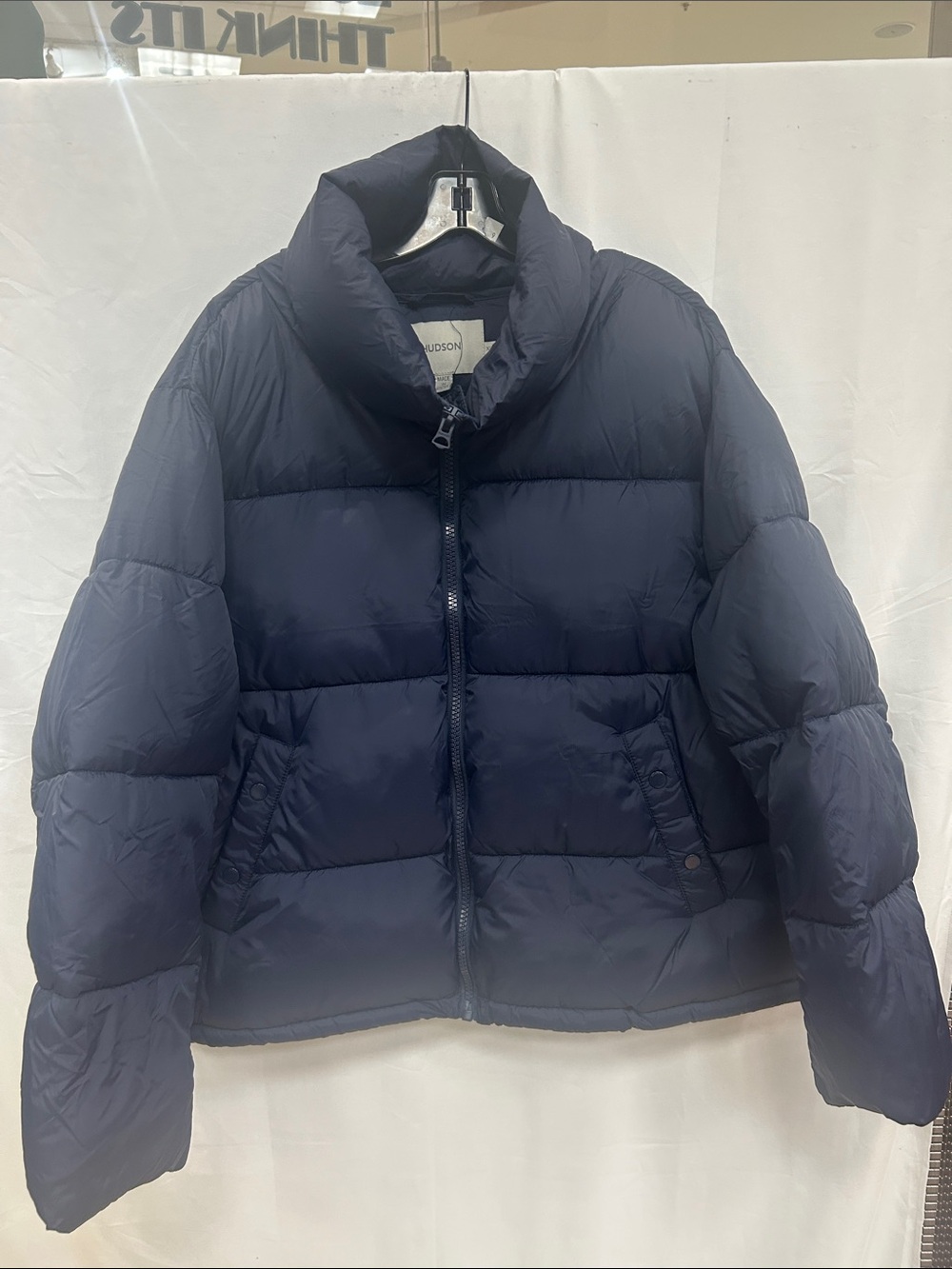 Hudson Jeans Navy High-Collar Quilted Puffer Jacket - Picture 4 of 7